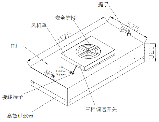 標準FFU尺寸結構圖